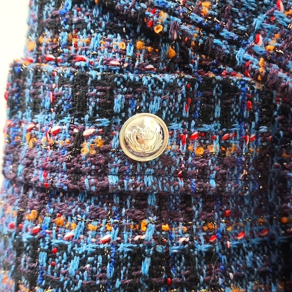 Belted Tweed fabric with sheer pleated bottom dress - Picture 3 of 11